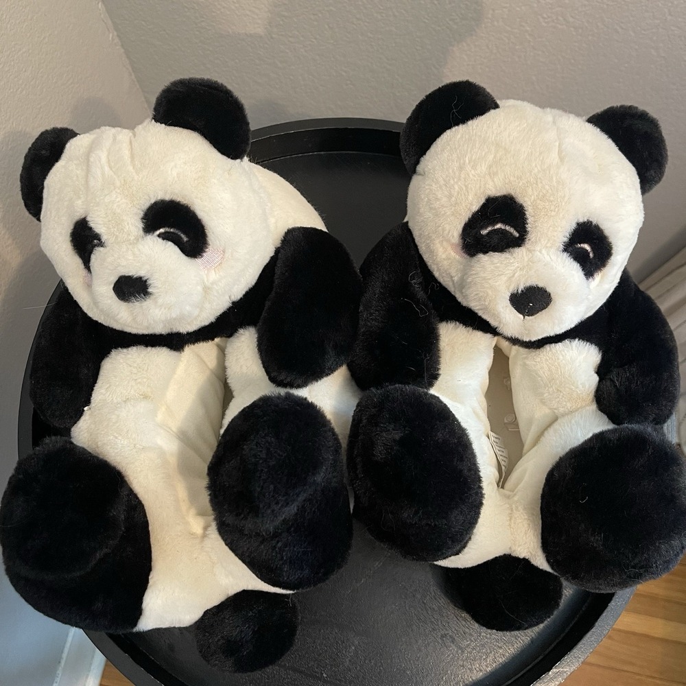 Women's Plush Panda Slippers Size 7-8